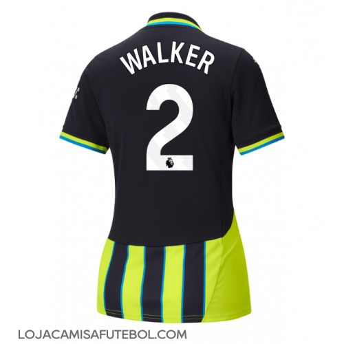 Camisa de Futebol Manchester City Kyle Walker #2 Equipamento Secundário Mulheres 2024-25 Manga Curta